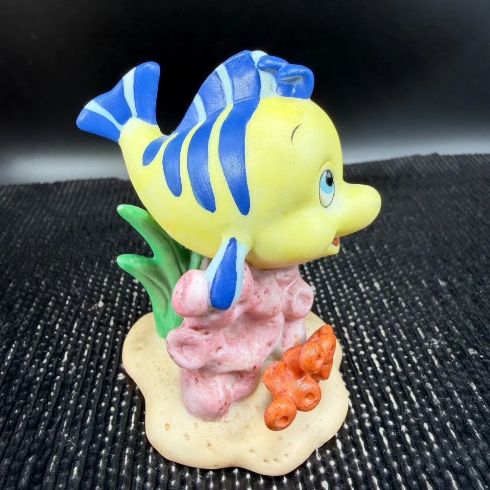 Disney The‎ Little Mermaid Flounder on Coral Reef Ceramic Figurine Sri Lanka VTG